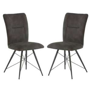 Amalki Grey Fabric Dining Chair In A Pair - UK