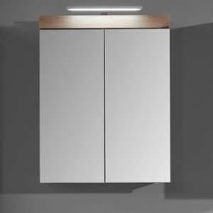 Amanda LED Mirrored Bathroom Cabinet In Knotty Oak - UK