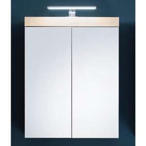 Amanda LED Mirrored Bathroom Cabinet In Silver Frame - UK