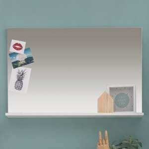 Amanda Wall Mirror With Shelf In White High Gloss - UK