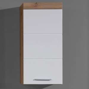 Amanda Wall Storage Cabinet In White Gloss And Knotty Oak - UK