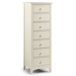 Caelia Narrow Chest of Drawers In Stone White With 7 Drawers - UK