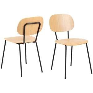 Amara Matt Oak Wooden Dining Chairs In Pair - UK