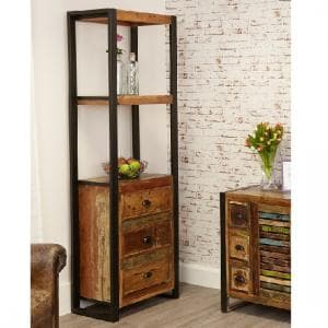 London Urban Chic Wooden Alcove Bookcase With 3 Drawers