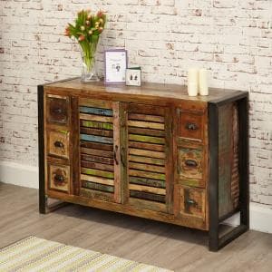 London Urban Chic Wooden Sideboard With 6 Drawers and 2 Doors - UK