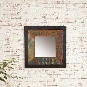 London Urban Chic Wooden Square Wall Mirror - UK
