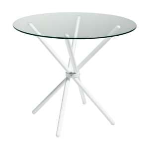 Amata Round Glass Dining Table With White Base - UK