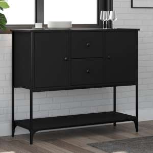 Ambon Wooden Sideboard With 2 Doors 2 Drawers In Black - UK
