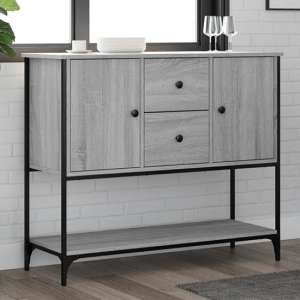 Ambon Wooden Sideboard With 2 Doors 2 Drawers In Grey Sonoma Oak - UK