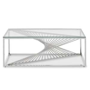 Amelia Clear Glass Coffee Table With Silver Metal Base