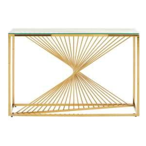 Amelia Clear Glass Console Table With Gold Metal Base - UK