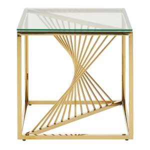 Amelia Clear Glass End Table With Gold Metal Base - UK