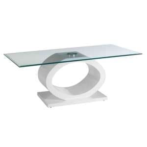 Amelia Clear Glass Top Coffee Table With White High Gloss Base - UK