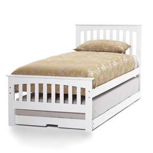 Amelia Hevea Wooden Single Bed And Guest Bed In Opal White
