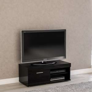 Amerax Small TV Stand In Black High Gloss With 1 Door