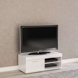 Amerax Small TV Stand In White High Gloss With 1 Door