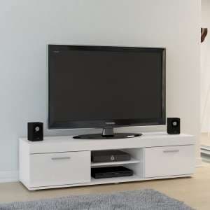 Edged High Gloss TV Stand Large In White