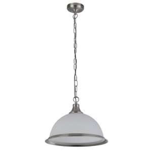 American Glass Diner Pendant Light In White And Silver - UK