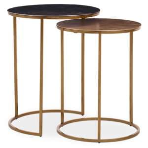 Amiga Metal Nest Of 2 Tables In Gold And Zinc - UK