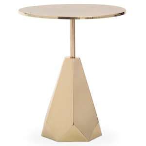 Amiga Round Metal Side Table In Shiny Gold - UK