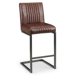 Barras Faux Leather Bar Stool In Brown With Black Metal Legs - UK