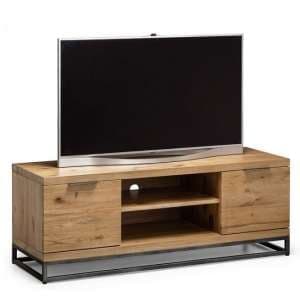 Barras Wooden TV Stand In Solid Oak And Metal Legs