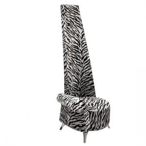 Amily Right Handed Potenza Chair In Silver Velvet Tiger Print