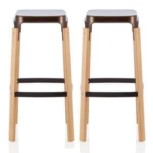 Amityville Antique Bronze 76cm Metal Fixed Bar Stools In Pair