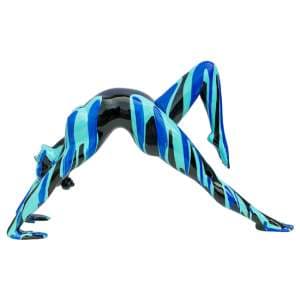 Amorous Stretching Yoga Lady Sculpture In Black and Blue