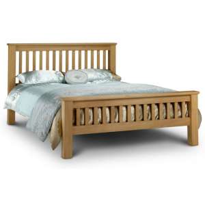 Achaia Wooden High Foot End King Size Bed In Oak - UK