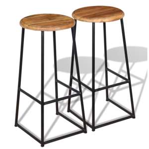 Anali Outdoor Natural Wooden Bar Stools In A Pair