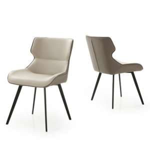 Ancha Stone And Dark Grey Dining Chairs In Pair - UK