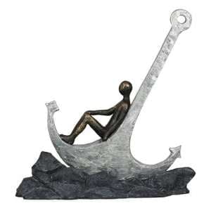 Anchor Poly Design Sculpture In Antique Bronze And Grey