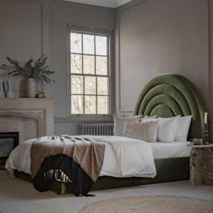 Ancona Polyester Fabric King Size Bed In Olive - UK