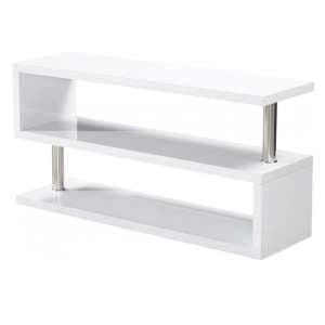 Cayuta TV Stand In White Gloss With Chrome Poles