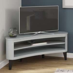 Anfossi Corner Wooden TV Stand In Grey With Black Legs - UK