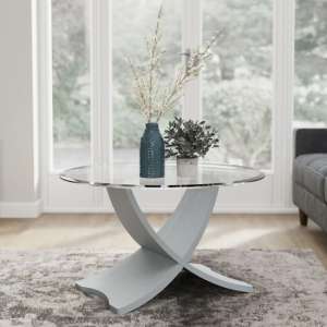 Anfossi Round Clear Glass Coffee Table With Grey Legs - UK