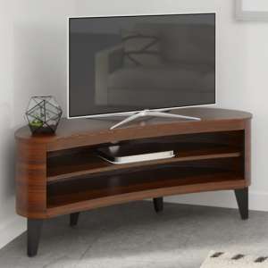 Anfossi Wooden Corner TV Stand In Walnut With Black Legs - UK