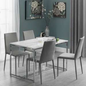Sable Gloss Marble Effect Dining Table With 4 Grey Chairs