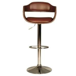 Anna Faux Leather Bar Stool In Brown With Chrome Base