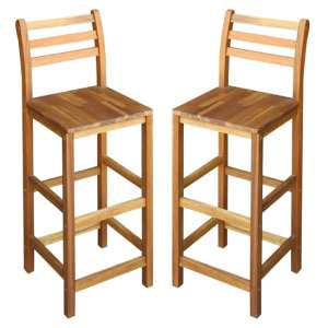 Annalee Brown Wooden Bar Chairs In A Pair - UK