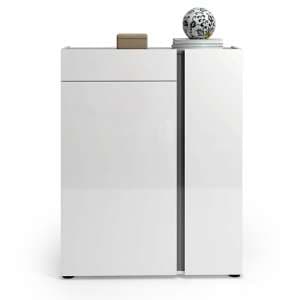 Noah High Gloss Shoe Cabinet 2 Doors In White Anthracite - UK