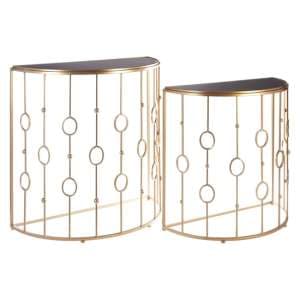 Annie Glass Set Of 2 Console Tables With Art Deco Gold Frame - UK