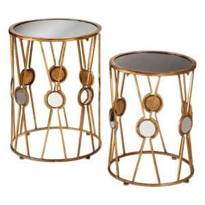 Annie Round Glass Set Of 2 Side Tables With Gold Frame - UK