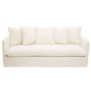 Antipas Upholstered Fabric 3 Seater Sofa In Cream - UK