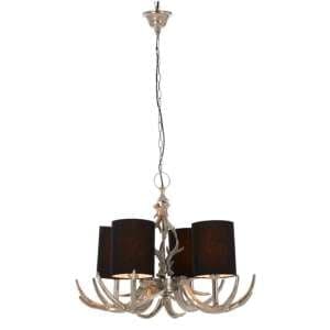 Antlor 4 Fabric Shades Chandelier Ceiling Light In Silver - UK