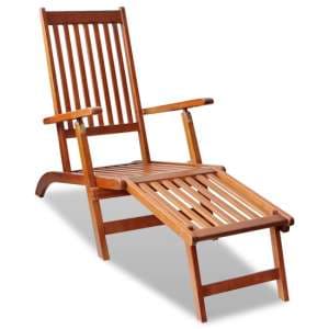 Anya Outdoor Wooden Sun Lounger With Footrest In Oak - UK