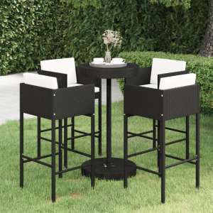 Anya Large Poly Rattan Bar Table With 4 Avyanna Chairs In Black