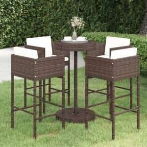 Anya Large Poly Rattan Bar Table With 4 Avyanna Chairs In Brown