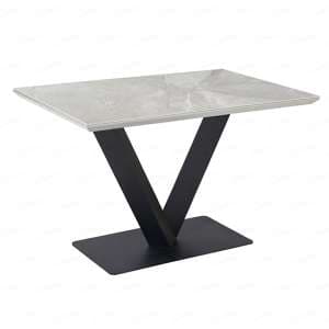 Anzio Ceramic Marble Dining Table Rectangular In Grey - UK